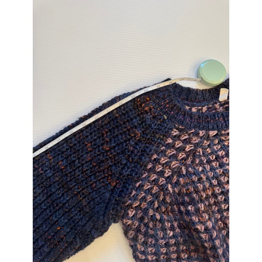 Moth Anthropologie Cropped Waffle Knit Sweater Wool Mohair Mauve Navy XXS - Picture 10 of 16